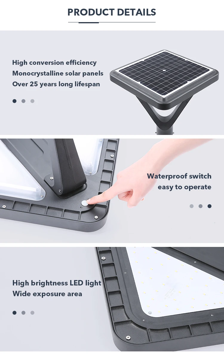 Solar Garden Light Modern Popular LED Solar Lights Outdoor Waterproof Courtyard Garden Lights details