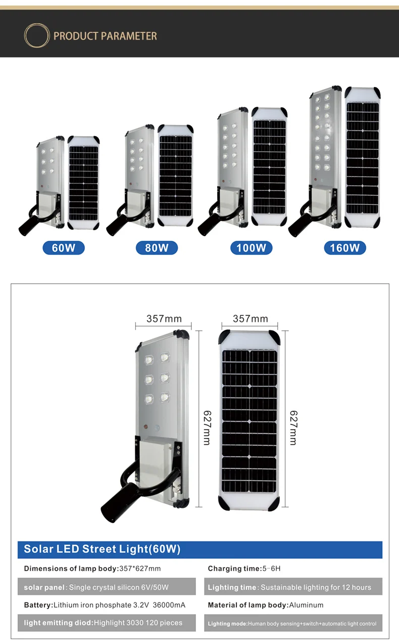 LED Light Source All-In-One Solar Lamp with 25.6V 32Ah Battery Capacity