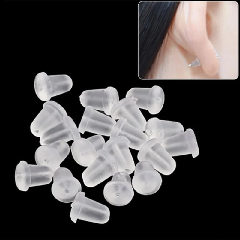 1000pcs/bag Clear Plastic Ear Nuts Earring Backs Findings 5x4.5mm