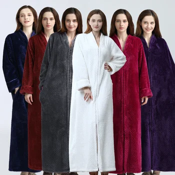 2021 hot design winter plus size 5-star hotel long sleeve nightgown for women Bathrobe