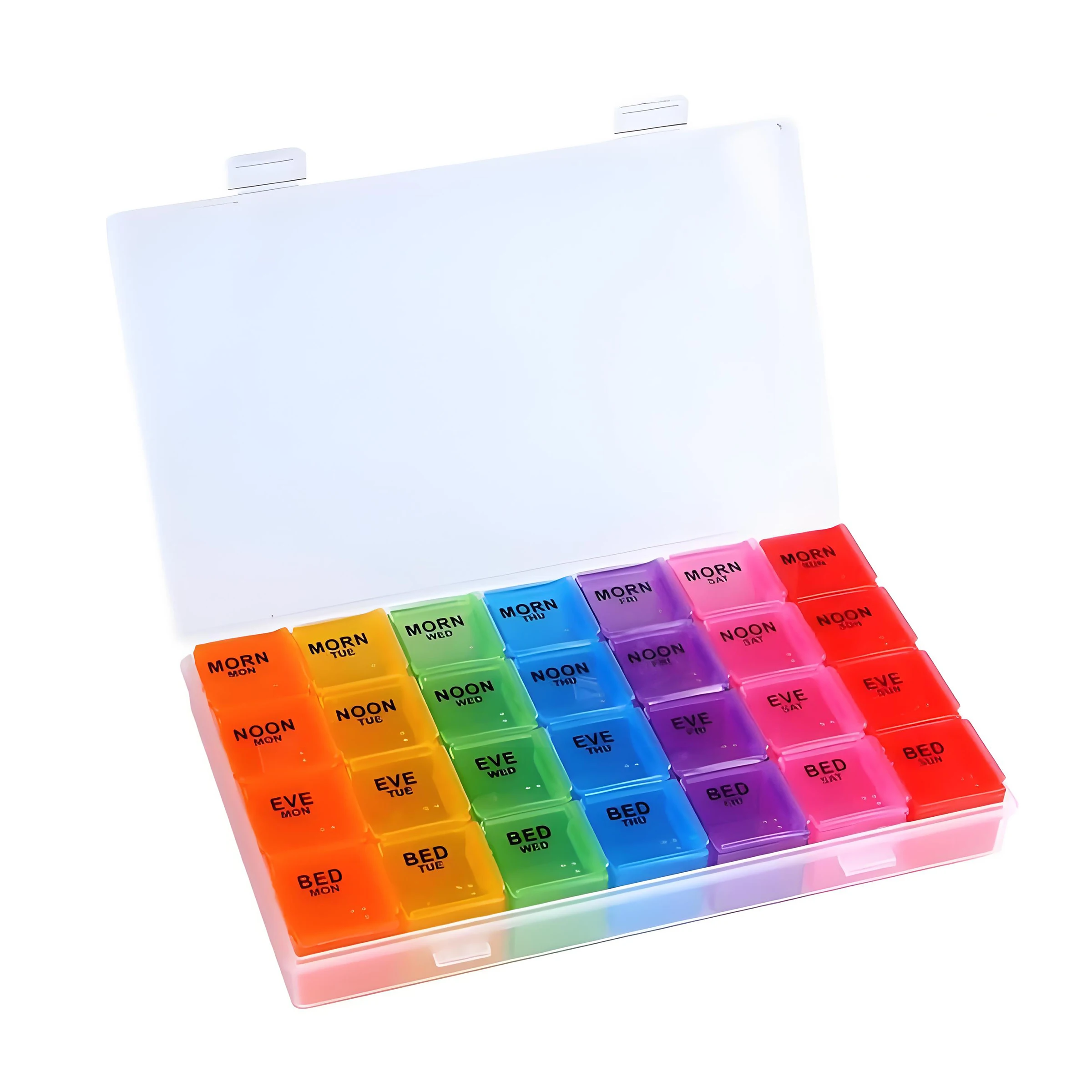 All'ingrosso Portatile Scatola per Pillola Settimanale 28 Compartimenti Scatola per Pillola con Coperchio Transparente