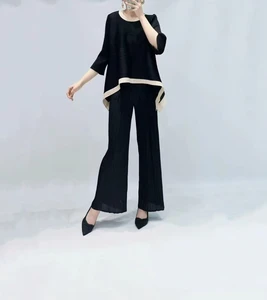 European and American Popular Style Large Elastic Women's Two-piece Set Manufacturer's Inventory Wholesale Miyake Pleated Set