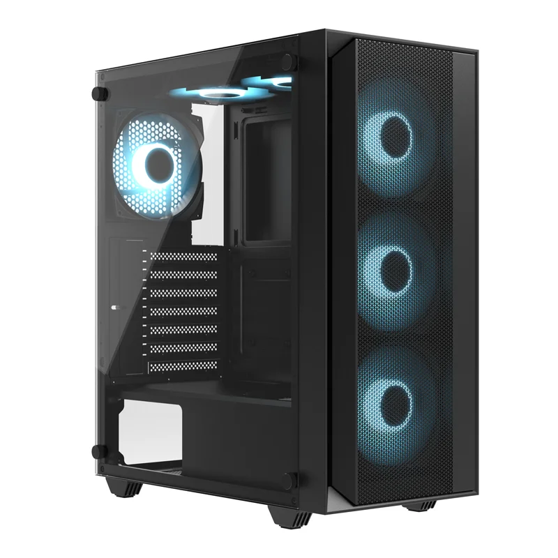 KINPOWER  Pc Tower Case Gaming Tempered Glass Micro Atx Unique Design Mesh Pc Computer Case