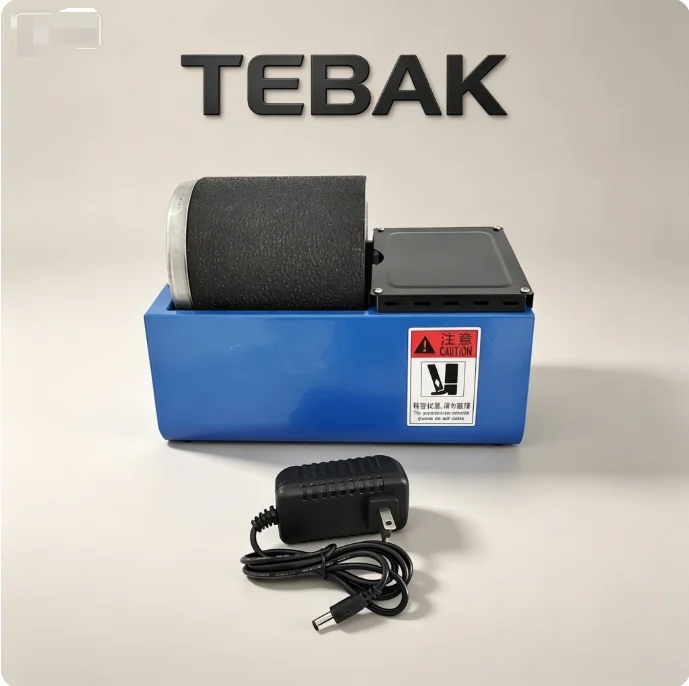 TEBAK Small Automatic Jewelry Polishing Tumbler, Micro Rock Polishing Machine with Wear-resistant Silicone Roller