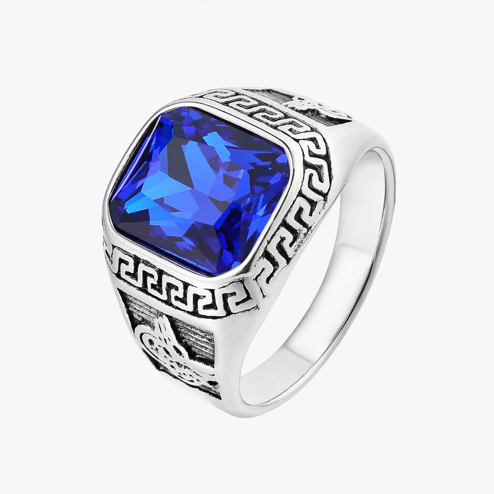 Cool Casting Jewelry-anillo De Acero Inoxidable Con Piedra Azul Color Plateado,Para Hombre - Buy Piedra Azul Anillo De Plata Anillo De Azul Para Los Anillos Los Hombres De