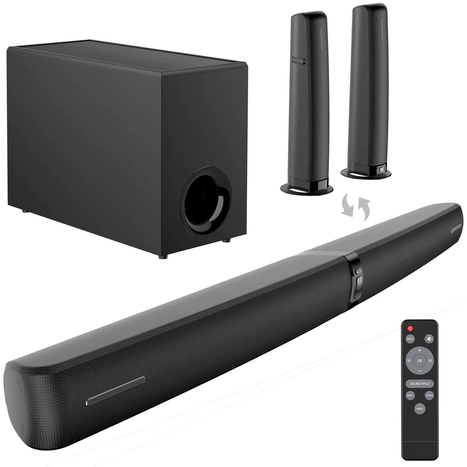 Home Audio System 2.1 CH Soundbar with Wired Subwoofer 120W TV Soundbar with Remote