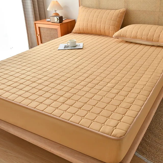 Japanese Style Brushed Cotton Padded Mattress Encasement Anti Dust Waterproof Thickened Full Mattress Protector