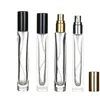 10ml clear glass spray square bottle with silver  lid