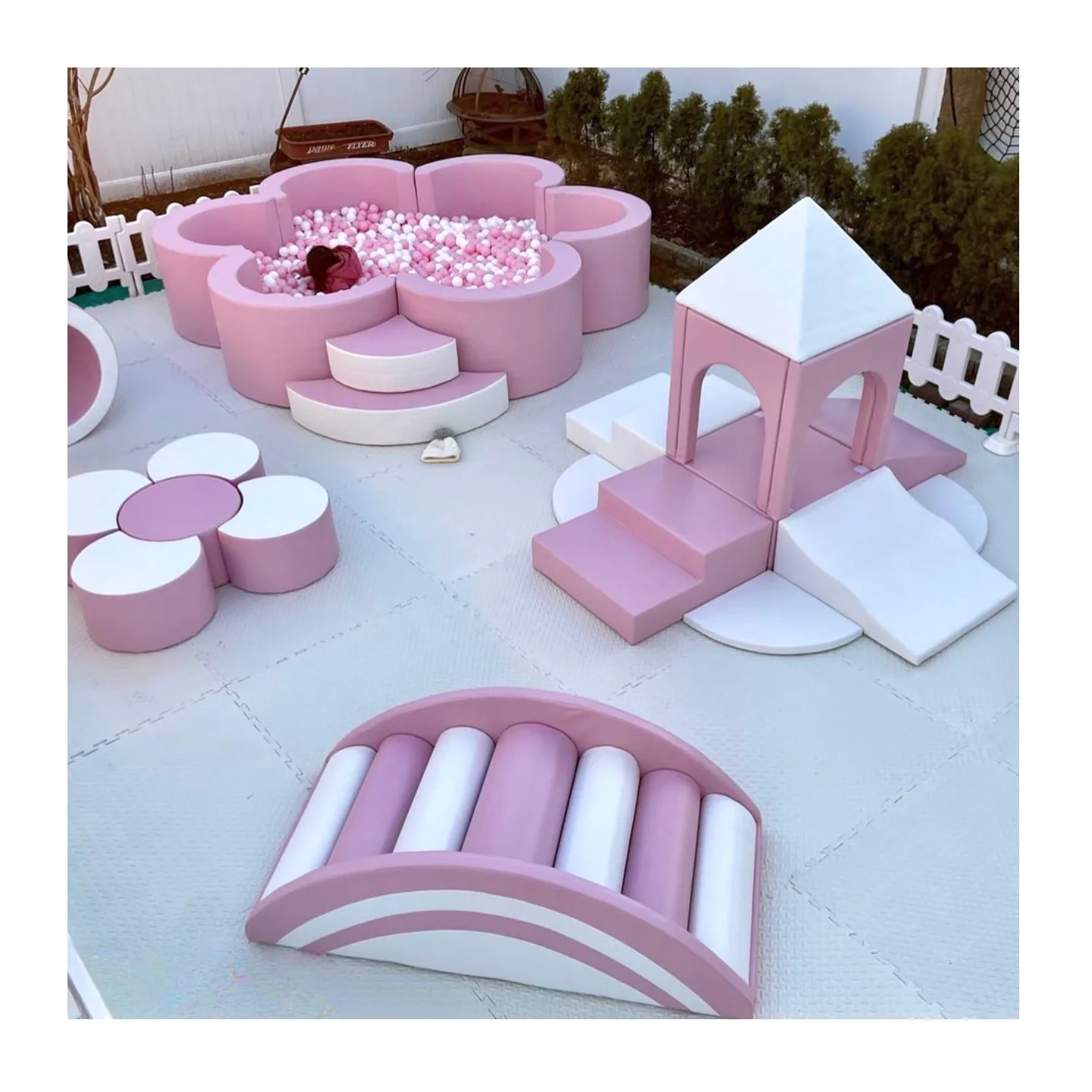 Pastel Soft Play Package For Party Rental Climbing Blocks Pink White
