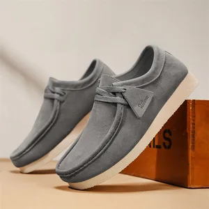 Men's British Retro Style Casual Lightweight Non-Slip Thick Soled Work Board Shoes Breathable Mesh Fashion Trend