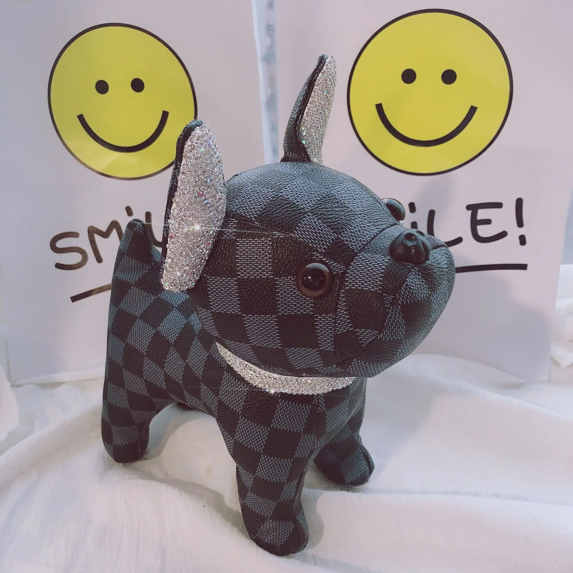 Source New Design Checkerboard Leather Small Size Stuffed Plush Dog Toy on  m.