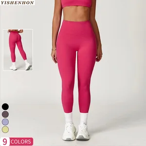 YISHENHON High Quality Gym Yoga Leggings Quick Drying Yoga Women High Waist Hip-lifting Fitness Pants Sports Tight Trousers