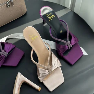 Spring Height Increasing Summer Light Weight  Fashion Trend Square Toe Women's Wedding Bridal Party  Stiletto High Heels Sandals