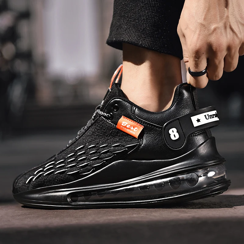 Новые модные дышащие сетчатые кроссовки с воздушной подушкой, повседневные белые, черные кроссовки, спортивные мужские кроссовки без шнуровки с высоким берцем на заказ