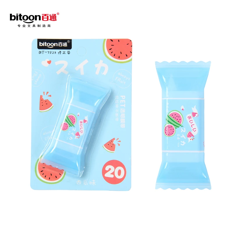 Высококачественная прочная Лента для коррекции экологически чистой пластиковой формы любимые школьные канцелярские принадлежности в форме конфет