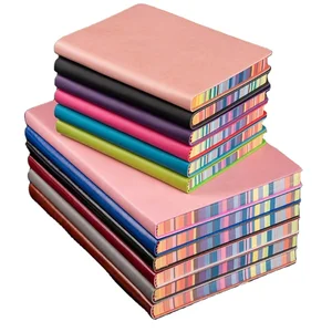 Wholesale A4 A5 A6 Notebook Hardcover Black Leather Journal Notebooks Custom Printed Hardcover PU Leather Notebook