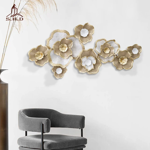 Living room sofa background wall decoration Bedroom wall decoration Fashion flowers wrought iron wall decoration