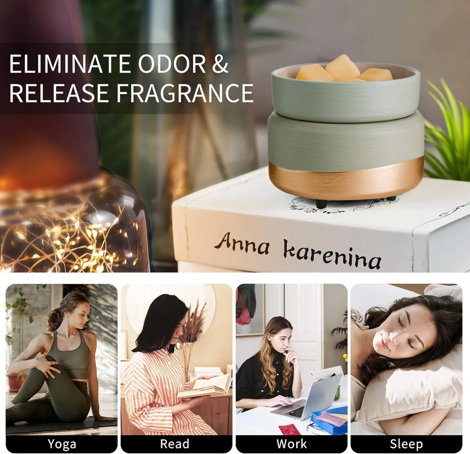 2-in-1 Multi-Function Electric Ceramic Wax Warmer for Scented Wax Tart Cube for Wax Melt and Candle Burner