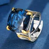 adjustable size Blue pointed crystal ring