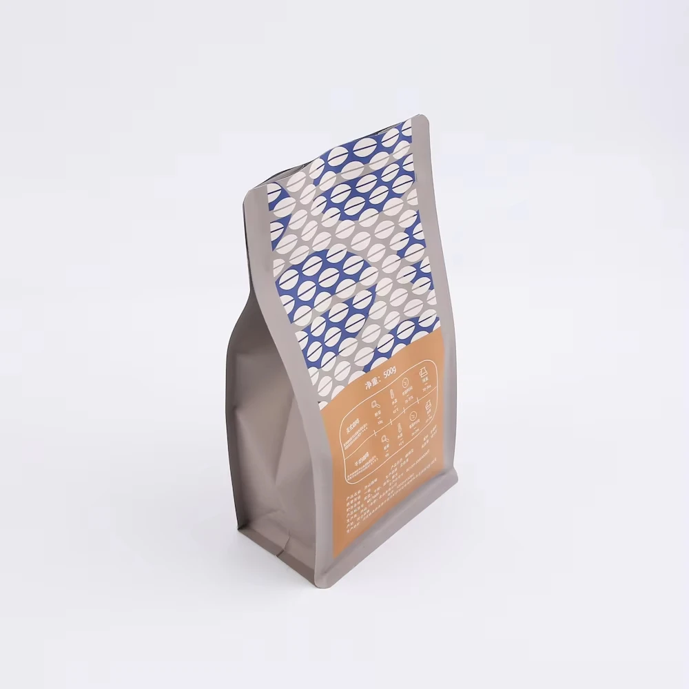  Plastic Pla Corn Fiber Empty Coffee Bean Flat Bottom Pouch Bags with Zipper for Coffee Packaging