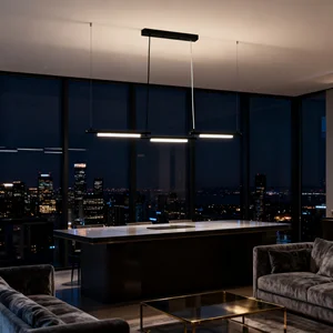 JACKSUN Multi-arm Long Pendant Light New Living Room Round Shade Pendant Lamp Hotel Villa Model Home Bedroom Pendant Light