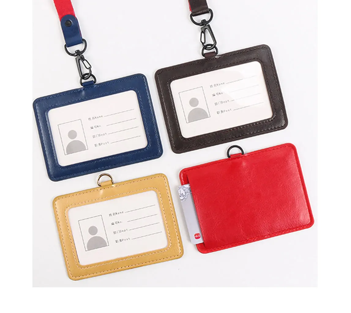 Foska Office Color Pu Business Name Badge Holder With Lanyards - Buy ...