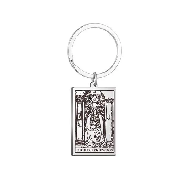The Major Arcana Pendant Keychain First Set of Cards in the Tarot Oraculo Card Vintage Key Ring Stainless Steel Jewelry