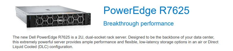 Low Price and Used Dell PowerEdge R7625 Rack Servers 2U Rack Server Dual Epyc R7625