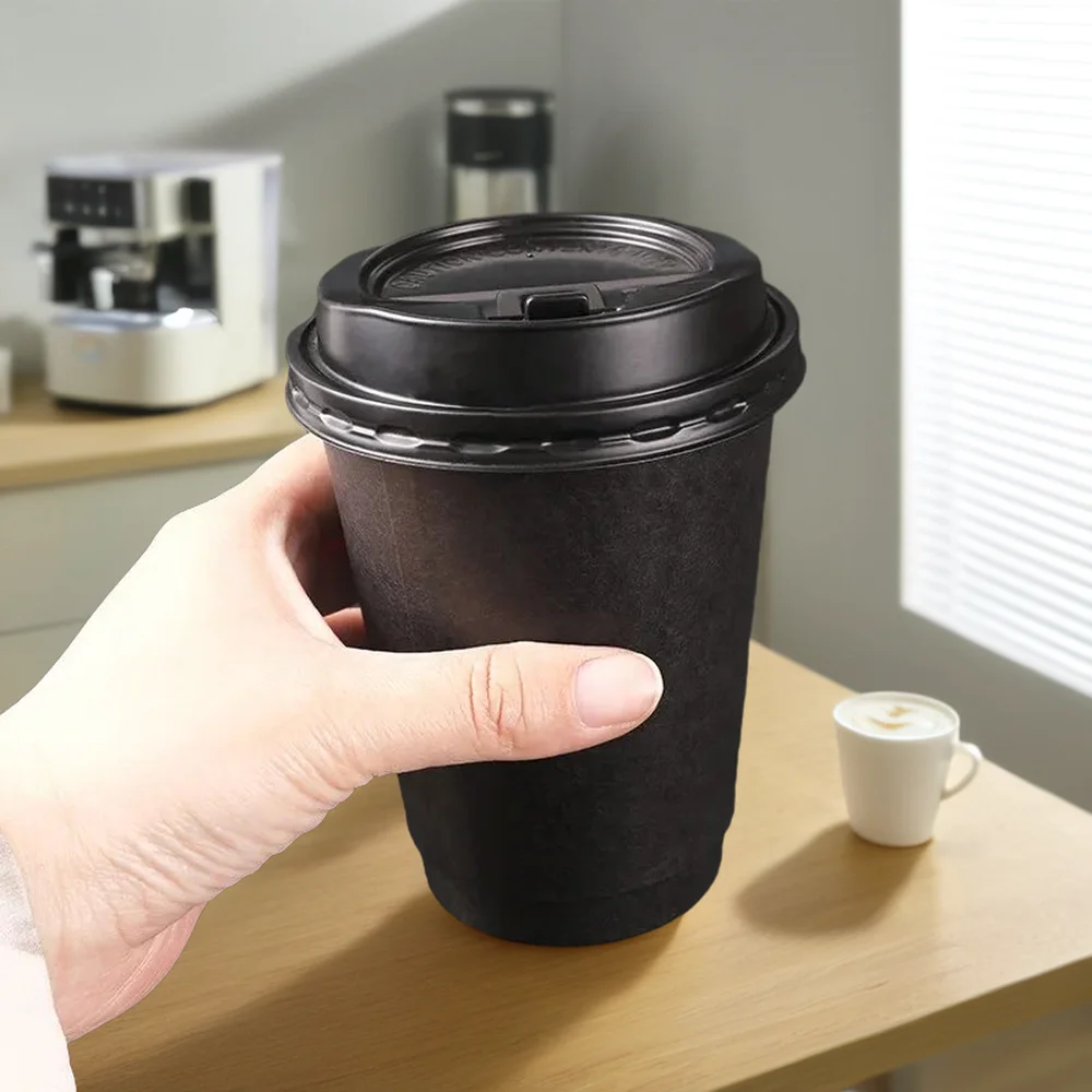 Biodegradable Disposable Coffee Paper Cup Single Double Wall Ripple Wall Paper Coffee Cups With Lids And Sleeve