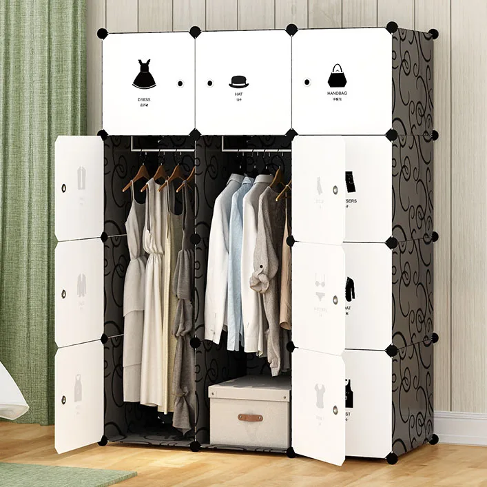 Modern Black Plastic Foldable Wardrobe Storage Organizer Oem