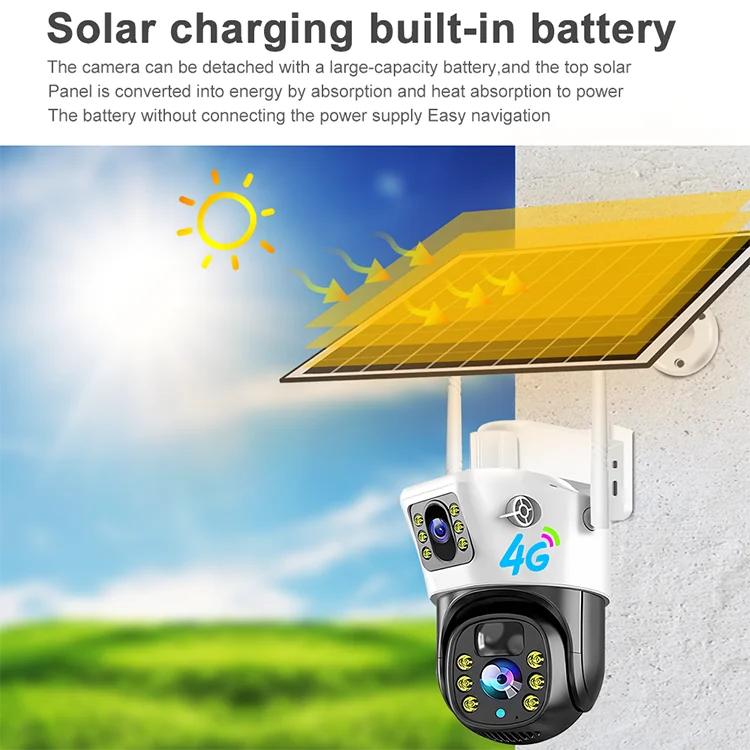 LEVOFAST 4G Low Power 7W Solar Panel Camera with Sim Card Auto-tracking  Built-in 18650 Battery Solar Camera
