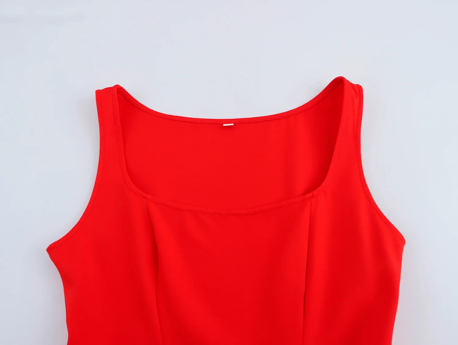 Square Collar Red Color Stylish Design Slim Fit Sleeveless Women Summer Short Mini Dress with Underwear