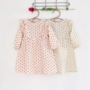 2026 NEW Children Clothing Wholesale Long Sleeve Polka Dot Print Dress Autumn Dress Clothes Kids Dresses for Girls