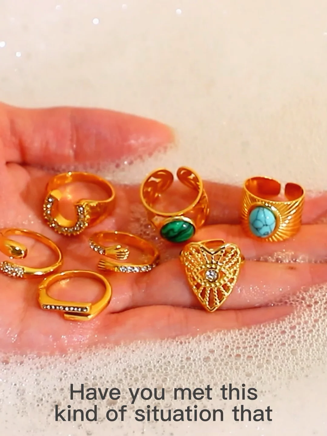 18k Gold Plated Two Hands Hug Shape Cubic Zirconia Stainless Steel