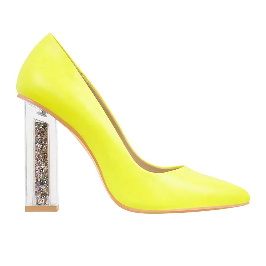 yellow glitter heels