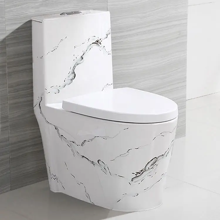 Hotel Marble Colored Water Closet Bathroom Floor Mounted Ceramic WC Toilet With WDI Flush Valve