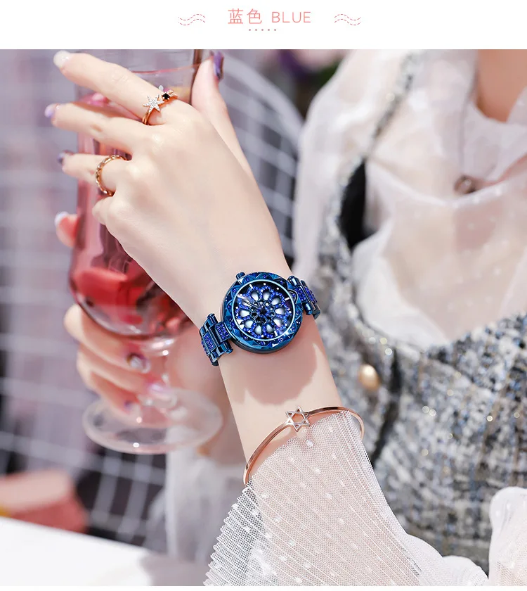 Fortune turns all over the sky. Women's watch with Red Diamonds