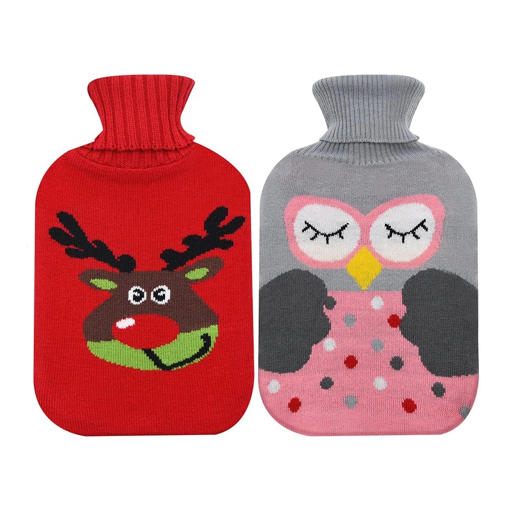 classic hot and cold compress hot water bottle bag rubber 2000ml knitted cover for cramps
