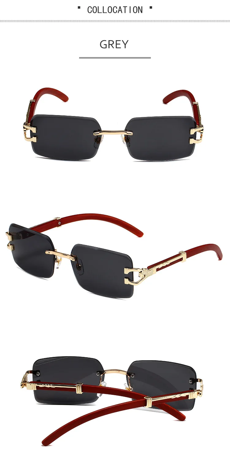 Fashion Rimless Sunglasses Men Designer Square Sunglasses Luxury Brand