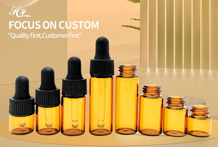 1ml 2ml 3ml 5ml Mini Glass Vials Dropper Bottle For Essential Oil
