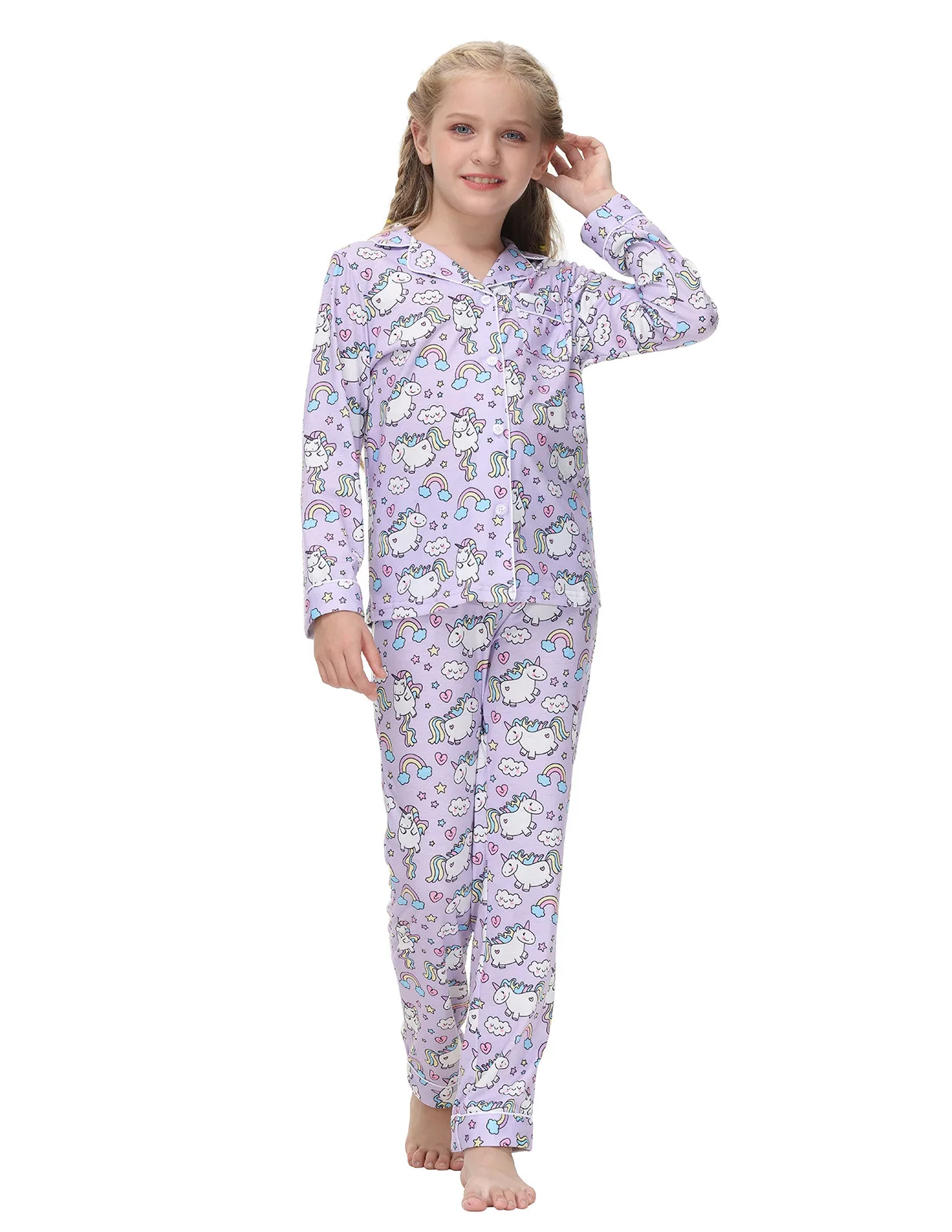 Autumn Spring Long Sleeve Soft Pijama Prints Knitting Modal Pajama Kids ...