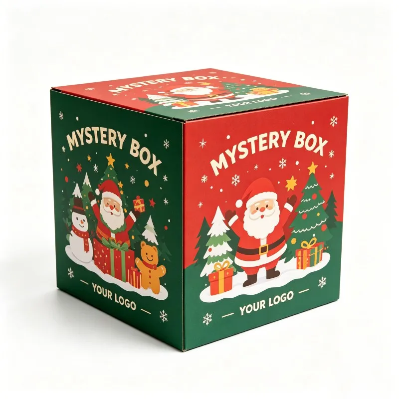 Customized Logo Christmas Arrival Calendar Box Recyclable Cardboard Paper Box Foldable Biscuit Candy Gift Packaging Box