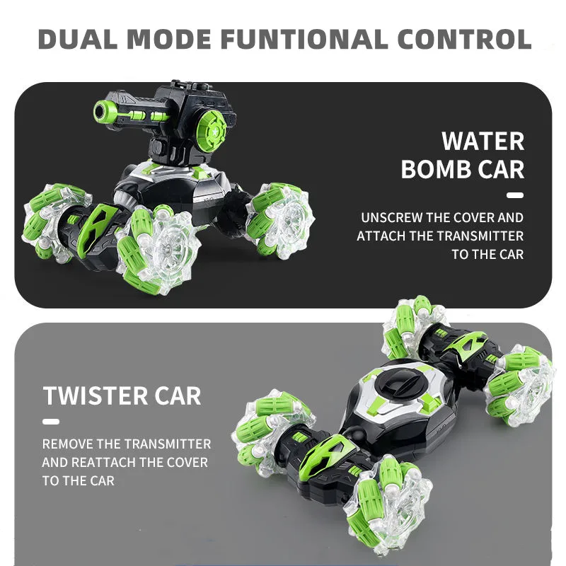 2022 Water Bomb toys Gesture sensing watch control remote car stunt off-road drift twist car toy with light music rc truck