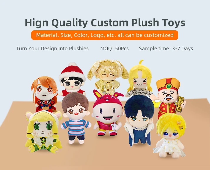 LOW MOQ Custom Eco Plush Doll 15cm Stuffed Doll Plush Kpop Plush Doll factory