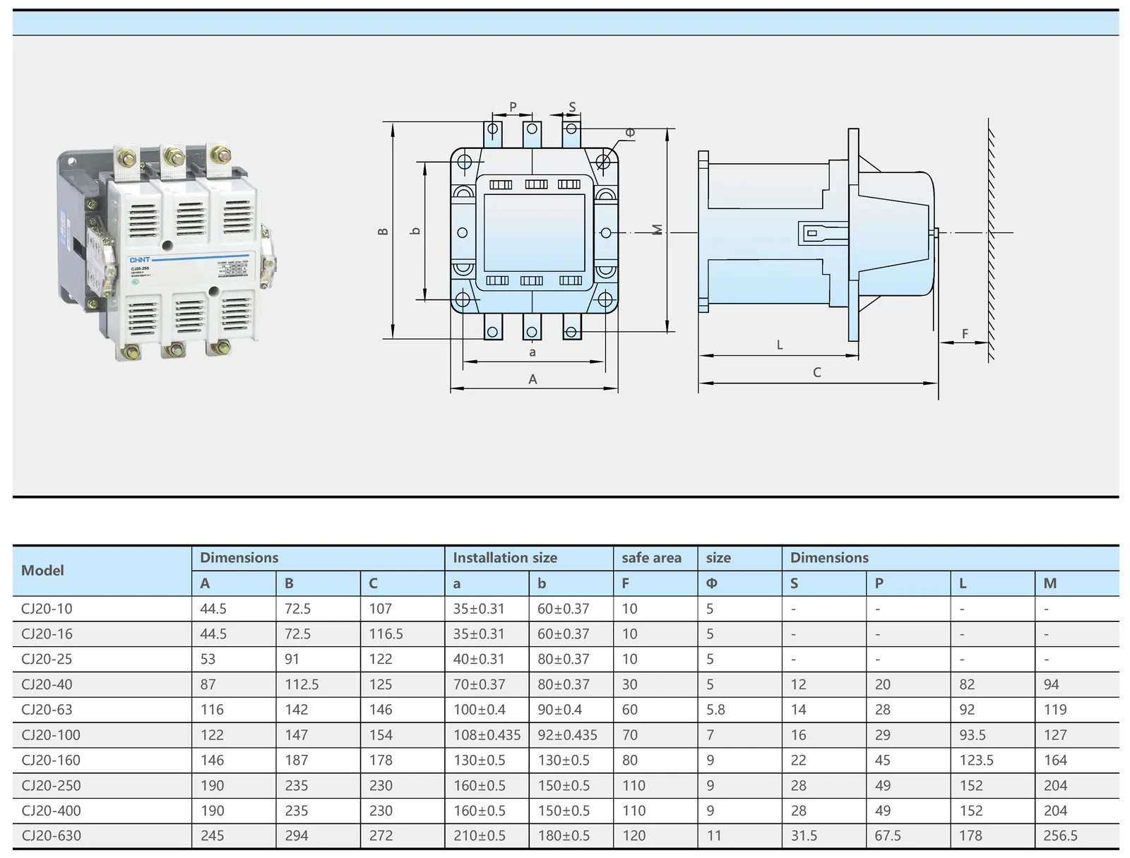 Chint CJ20 CJ20-10 CJ20-16 CJ20-25 CJ20-40 CJ20-63 CJ20-100 CJ20-160 CJ20-250 CJ20-400 CJ20-630 CJ20-630J CHNT Contactor