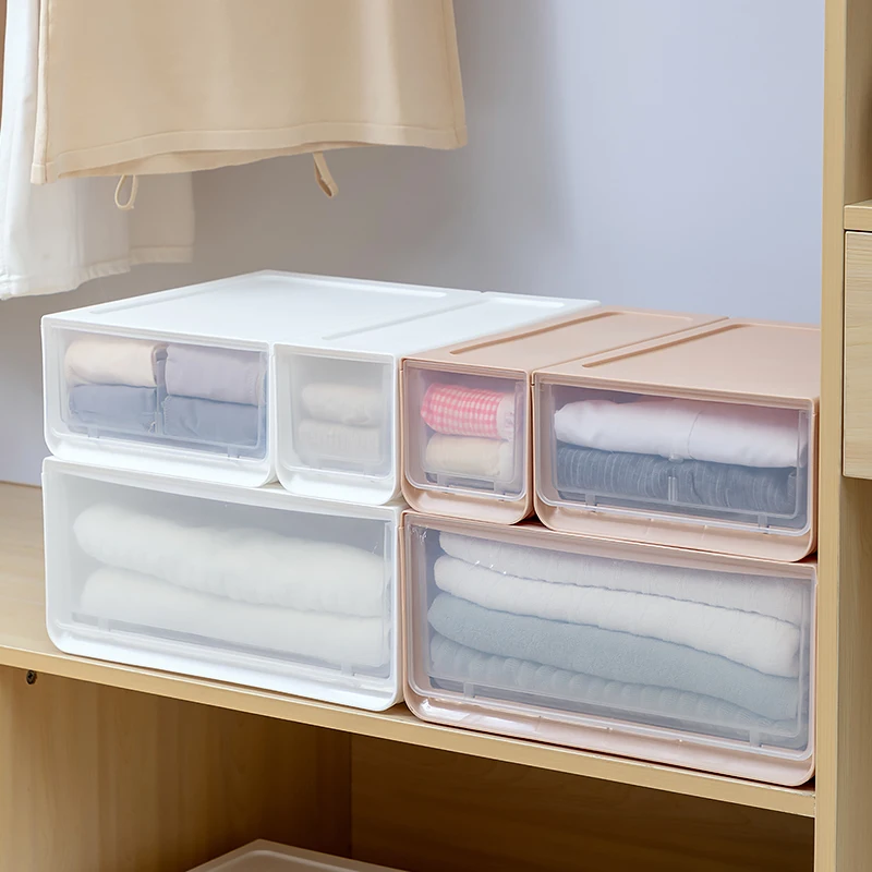 Home Organizers Plastic Stackable Drawers Storage Box for Clothing Clothes Toys Sundries Organizer