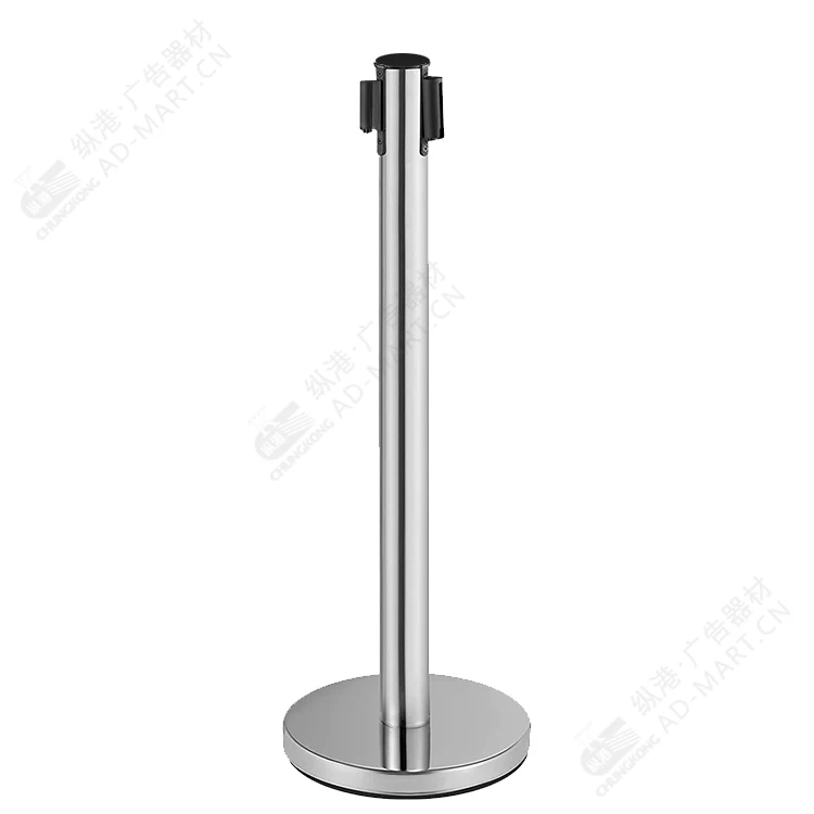 Custom Separate Post Retractable Dual Line Stanchion Belt Steel Stand With Rope Barrier Railing Stands 4-way Retractable Belt