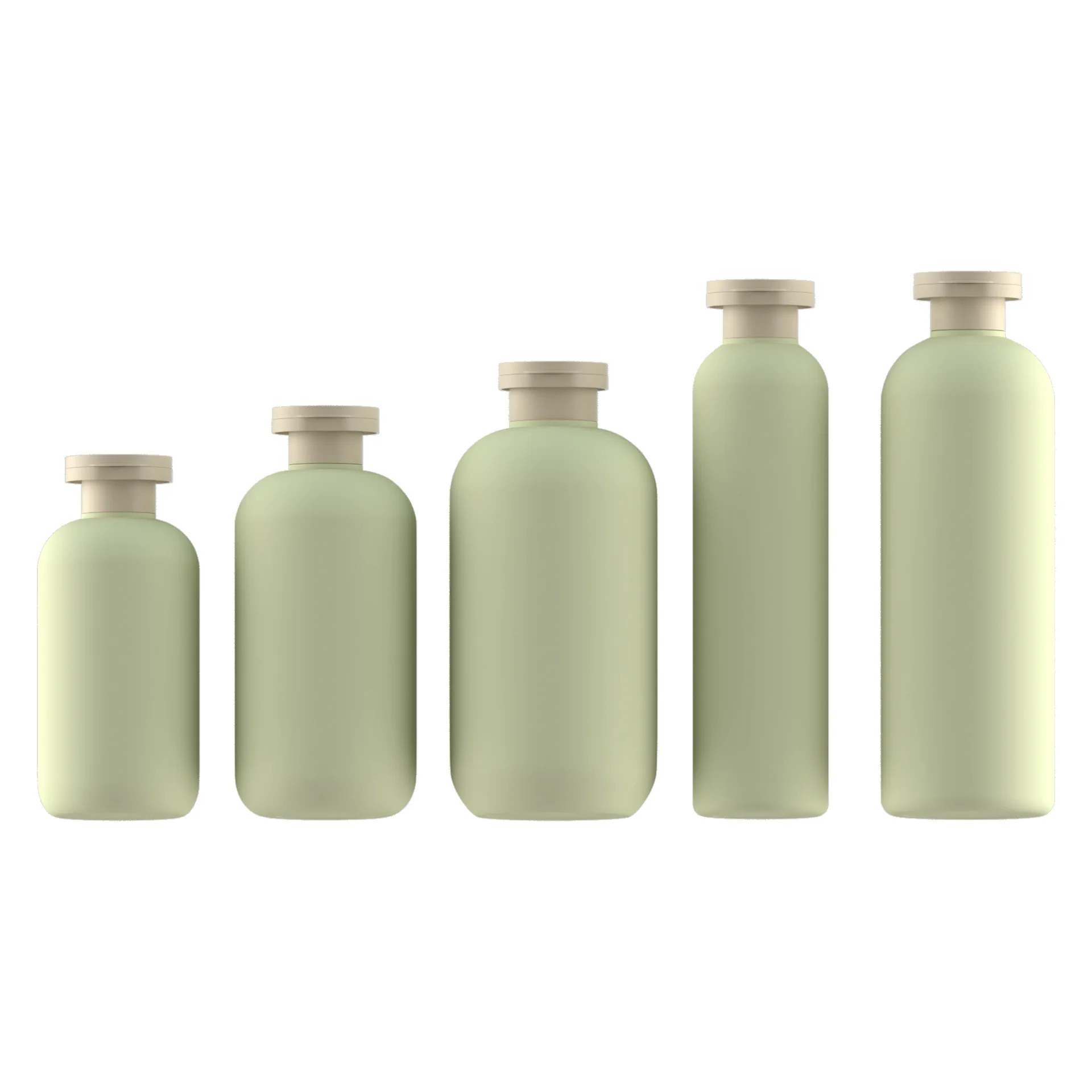 300ml to 650ml HDPE Plastic Green Round Bottle Body Wash and Body Lotion Packaging for Cosmetic Plastic Containers