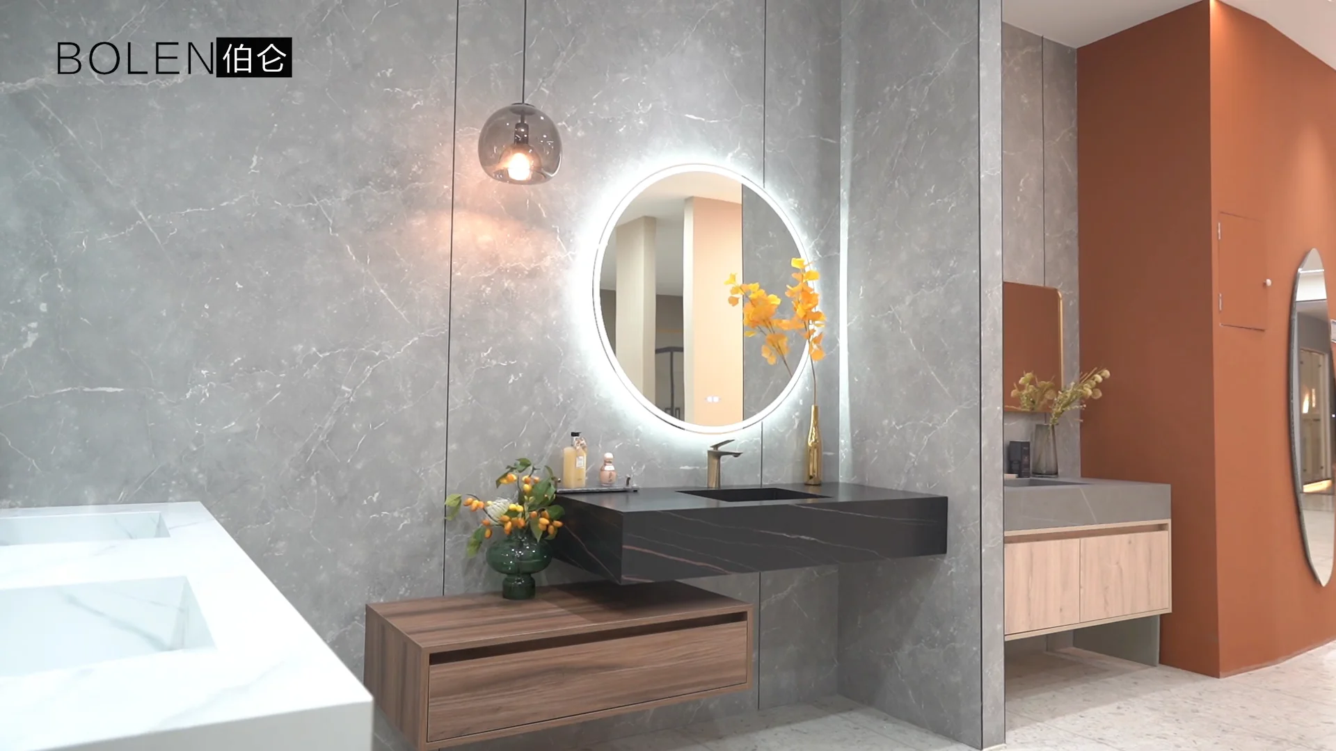 Half Circle Illuminated Wall Led Backlit Bathroom Mirrors With