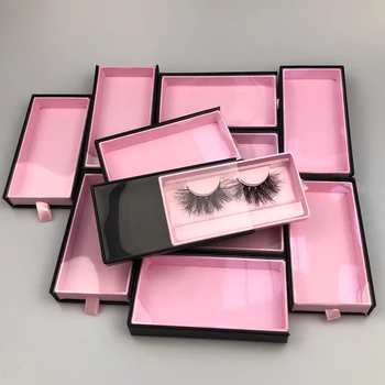 quingdao full strip paper pink makeup drawer box packaging eyelash box mini suitcase custom fluffy eyelashes mink lashes